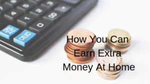 calculator and coins piled up on table to earn extra money at home