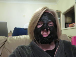 lady with marine moisture sheet mask on face
