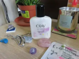 empty olay moisturiser used during May