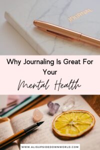 Journaling for mental health Pinterest Pin image