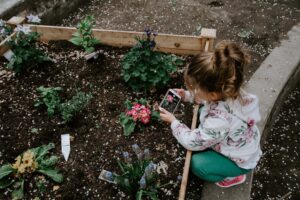 a child gardening