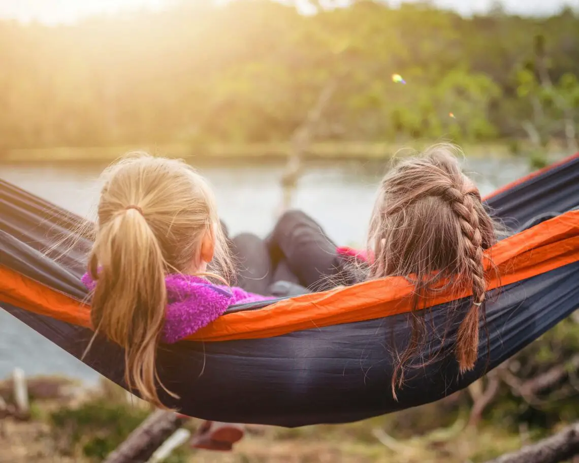 two children in a hammock