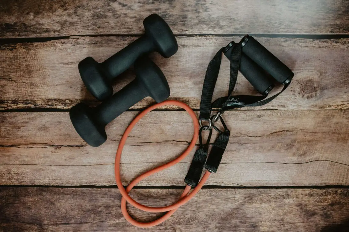 small dumbbells and training rope